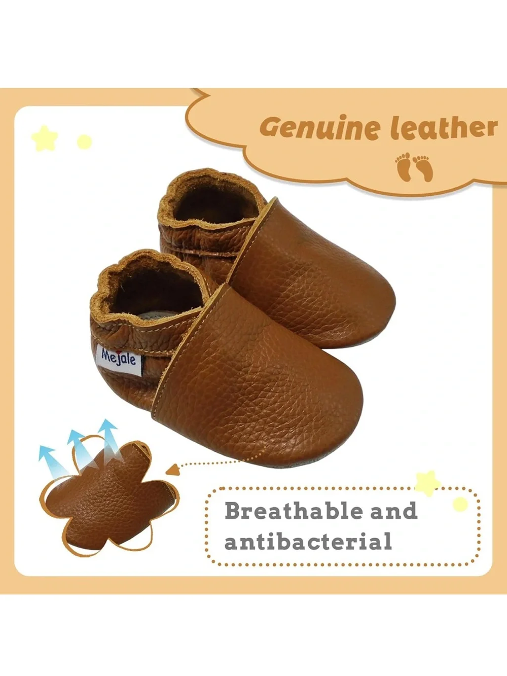 Mejale Toddler Moccasin Slip-On Soft Sole Genuine Leather Barefoot Shoes